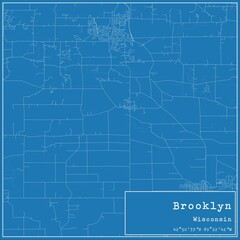 Blueprint US city map of Brooklyn, Wisconsin.