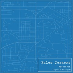 Blueprint US city map of Hales Corners, Wisconsin.