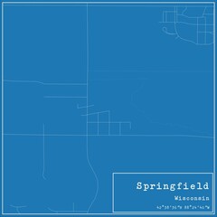 Blueprint US city map of Springfield, Wisconsin.
