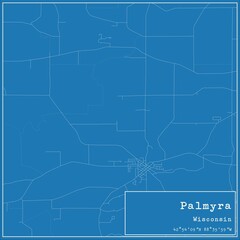 Blueprint US city map of Palmyra, Wisconsin.