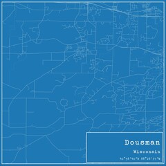 Blueprint US city map of Dousman, Wisconsin.