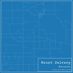 Blueprint US city map of Mount Calvary, Wisconsin.