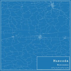 Blueprint US city map of Muscoda, Wisconsin.