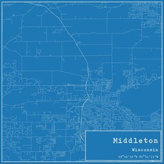 Blueprint US city map of Middleton, Wisconsin.
