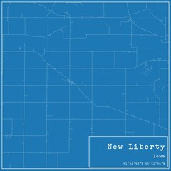 Blueprint US city map of New Liberty, Iowa.