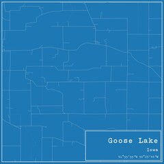 Obraz premium Blueprint US city map of Goose Lake, Iowa.