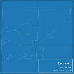 Blueprint US city map of Lannon, Wisconsin.