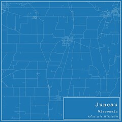 Fototapeta premium Blueprint US city map of Juneau, Wisconsin.