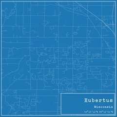 Blueprint US city map of Hubertus, Wisconsin.
