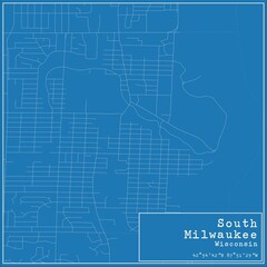 Blueprint US city map of South Milwaukee, Wisconsin.