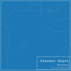 Blueprint US city map of Genesee Depot, Wisconsin.