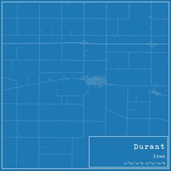 Blueprint US city map of Durant, Iowa.