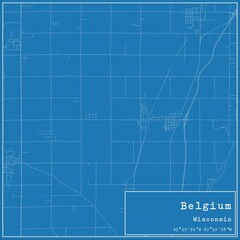 Blueprint US city map of Belgium, Wisconsin.