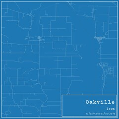 Blueprint US city map of Oakville, Iowa.