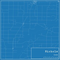 Fototapeta premium Blueprint US city map of Nichols, Iowa.