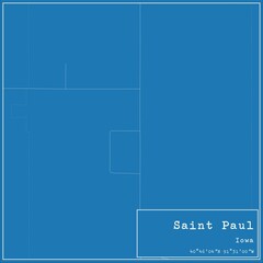 Blueprint US city map of Saint Paul, Iowa.