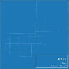 Blueprint US city map of Olds, Iowa.