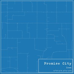 Blueprint US city map of Promise City, Iowa.