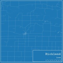 Fototapeta premium Blueprint US city map of Richland, Iowa.