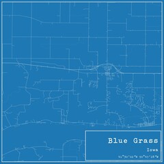 Blueprint US city map of Blue Grass, Iowa.