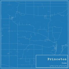 Blueprint US city map of Princeton, Iowa.