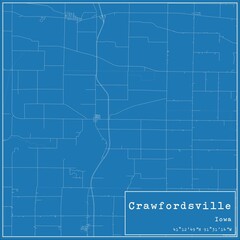 Blueprint US city map of Crawfordsville, Iowa.