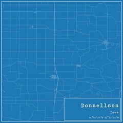 Blueprint US city map of Donnellson, Iowa.