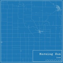 Blueprint US city map of Morning Sun, Iowa.