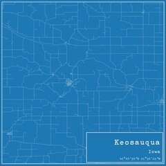 Blueprint US city map of Keosauqua, Iowa.
