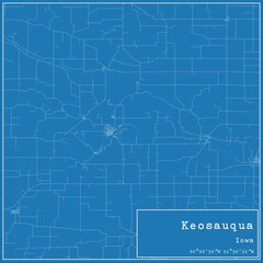 Blueprint US city map of Keosauqua, Iowa.