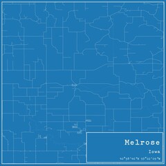 Blueprint US city map of Melrose, Iowa.