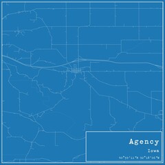 Blueprint US city map of Agency, Iowa.