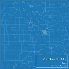 Blueprint US city map of Centerville, Iowa.