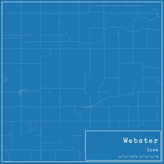 Blueprint US city map of Webster, Iowa.