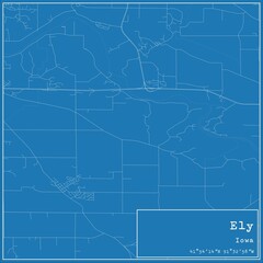 Blueprint US city map of Ely, Iowa.