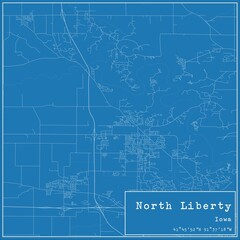 Blueprint US city map of North Liberty, Iowa.