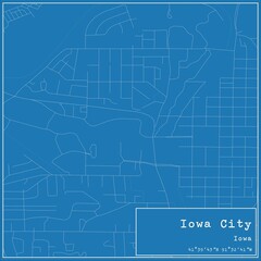 Fototapeta premium Blueprint US city map of Iowa City, Iowa.