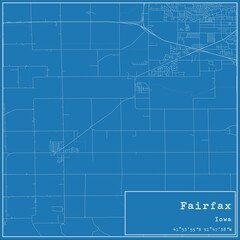 Blueprint US city map of Fairfax, Iowa.