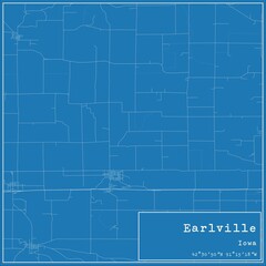 Blueprint US city map of Earlville, Iowa.