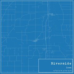 Blueprint US city map of Riverside, Iowa.