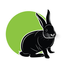 Fototapeta na wymiar Vector image of a silhouette of a rabbit on a green background.