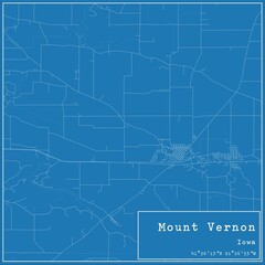 Blueprint US city map of Mount Vernon, Iowa.