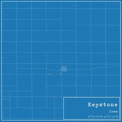 Blueprint US city map of Keystone, Iowa.