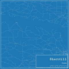 Obraz premium Blueprint US city map of Sherrill, Iowa.