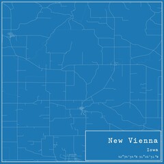 Fototapeta premium Blueprint US city map of New Vienna, Iowa.