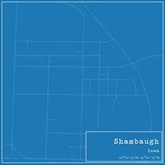 Blueprint US city map of Shambaugh, Iowa.