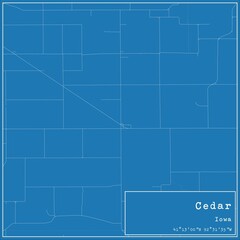 Blueprint US city map of Cedar, Iowa.