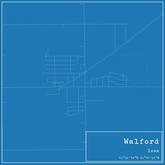 Blueprint US city map of Walford, Iowa.