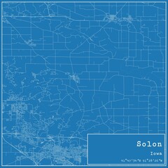 Blueprint US city map of Solon, Iowa.