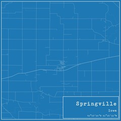 Blueprint US city map of Springville, Iowa.